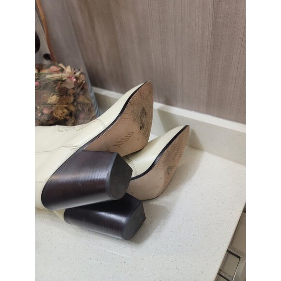 Paige Porter Leather Western Ankle Booties Boots Size 9.5 White - Picture 6 of 9